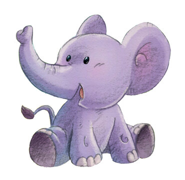 Illustration of happy baby elephant