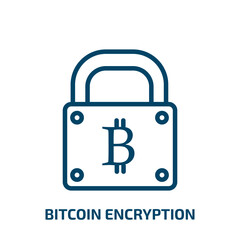 bitcoin encryption icon from cryptocurrency collection. Thin linear bitcoin encryption, encryption, internet outline icon isolated on white background. Line vector bitcoin encryption sign, symbol for