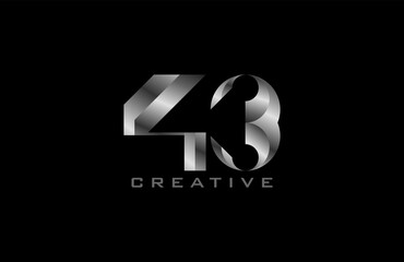 Number 43 Logo. number 43 with silver colour, usable for anniversary and business logos, vector illustration