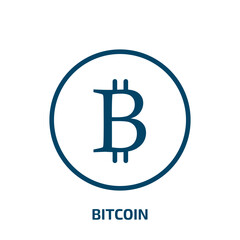 bitcoin icon from cryptocurrency collection. Thin linear bitcoin, payment, finance outline icon isolated on white background. Line vector bitcoin sign, symbol for web and mobile