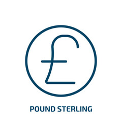 pound sterling icon from cryptocurrency collection. Thin linear pound sterling, sterling, pound outline icon isolated on white background. Line vector pound sterling sign, symbol for web and mobile