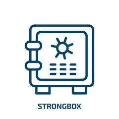 strongbox icon from cryptocurrency collection. Thin linear strongbox, bank, business outline icon isolated on white background. Line vector strongbox sign, symbol for web and mobile