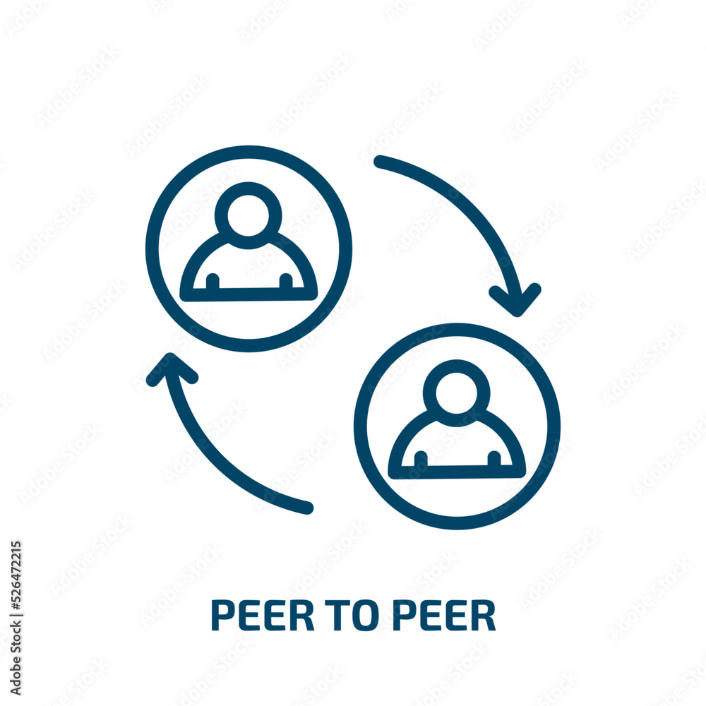 Poster peer to peer icon from cryptocurrency collection. thin linear peer to peer, peer, currency outline i