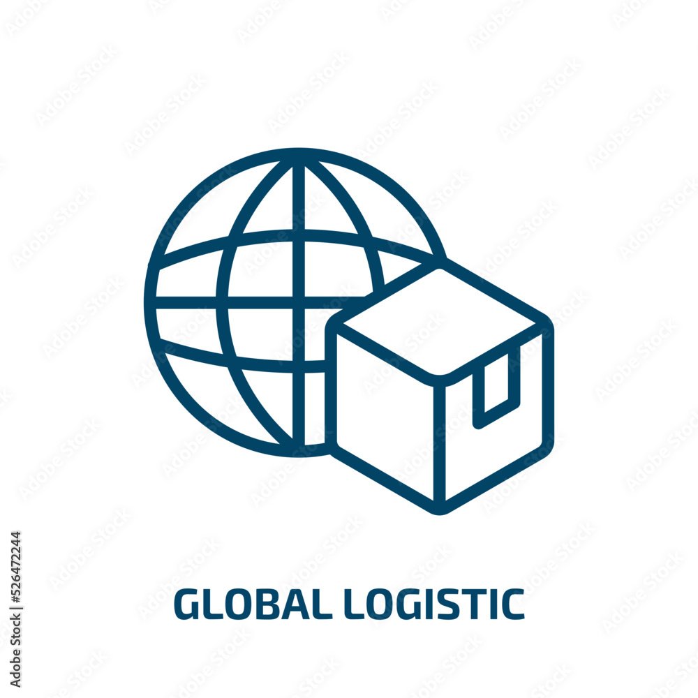 Poster global logistic icon from delivery and logistic collection. thin linear global logistic, shipping, p