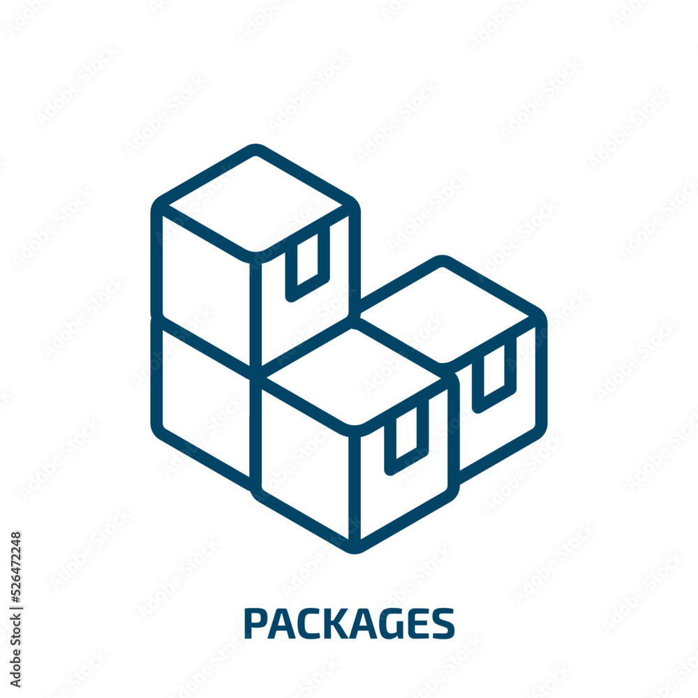 Poster packages icon from delivery and logistic collection. thin linear packages, package, delivery outline