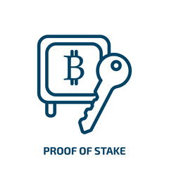 proof of stake icon from cryptocurrency collection. Thin linear proof of stake, currency, business outline icon isolated on white background. Line vector proof of stake sign, symbol for web and mobile