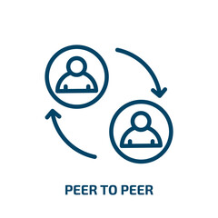 peer to peer icon from cryptocurrency collection. Thin linear peer to peer, peer, currency outline icon isolated on white background. Line vector peer to peer sign, symbol for web and mobile