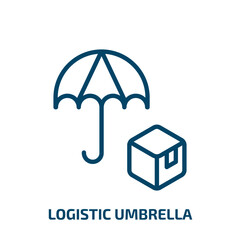 logistic umbrella icon from delivery and logistic collection. Thin linear logistic umbrella, shipping, box outline icon isolated on white background. Line vector logistic umbrella sign, symbol for web