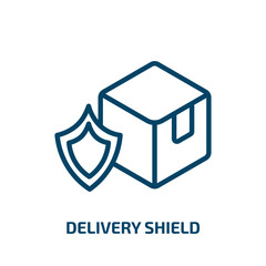 delivery shield icon from delivery and logistic collection. Thin linear delivery shield, shield, delivery outline icon isolated on white background. Line vector delivery shield sign, symbol for web