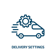 delivery settings icon from delivery and logistic collection. Thin linear delivery settings, delivery, business outline icon isolated on white background. Line vector delivery settings sign, symbol