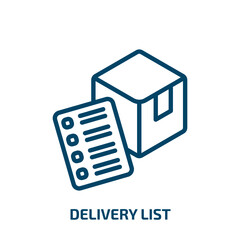 delivery list icon from delivery and logistic collection. Thin linear delivery list, delivery, shipping outline icon isolated on white background. Line vector delivery list sign, symbol for web and