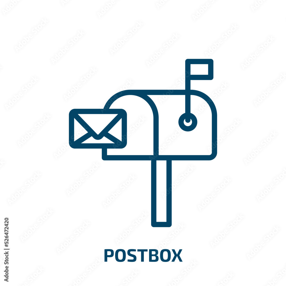 Poster postbox icon from delivery and logistic collection. thin linear postbox, mail, communication outline