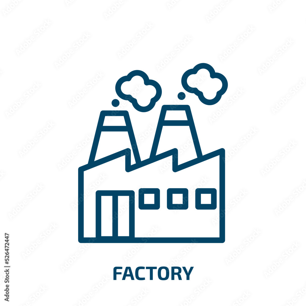 Poster factory icon from delivery and logistic collection. thin linear factory, production, building outlin