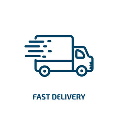 fast delivery icon from delivery and logistic collection. Thin linear fast delivery, delivery, fast outline icon isolated on white background. Line vector fast delivery sign, symbol for web and mobile