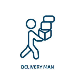 delivery man icon from delivery and logistic collection. Thin linear delivery man, man, delivery outline icon isolated on white background. Line vector delivery man sign, symbol for web and mobile