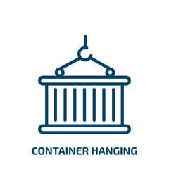 container hanging icon from delivery and logistic collection. Thin linear container hanging, container, box outline icon isolated on white background. Line vector container hanging sign, symbol for