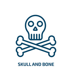 skull and bone icon from medical collection. Thin linear skull and bone, skull, human outline icon isolated on white background. Line vector skull and bone sign, symbol for web and mobile