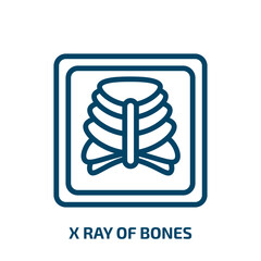 x ray of bones icon from medical collection. Thin linear x ray of bones, health, x-ray outline icon isolated on white background. Line vector x ray of bones sign, symbol for web and mobile