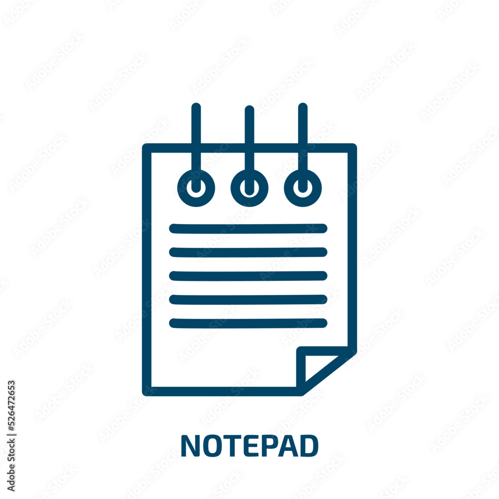 Poster notepad icon from medical collection. thin linear notepad, office, page outline icon isolated on whi