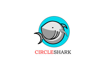shark in circle logo ilustration