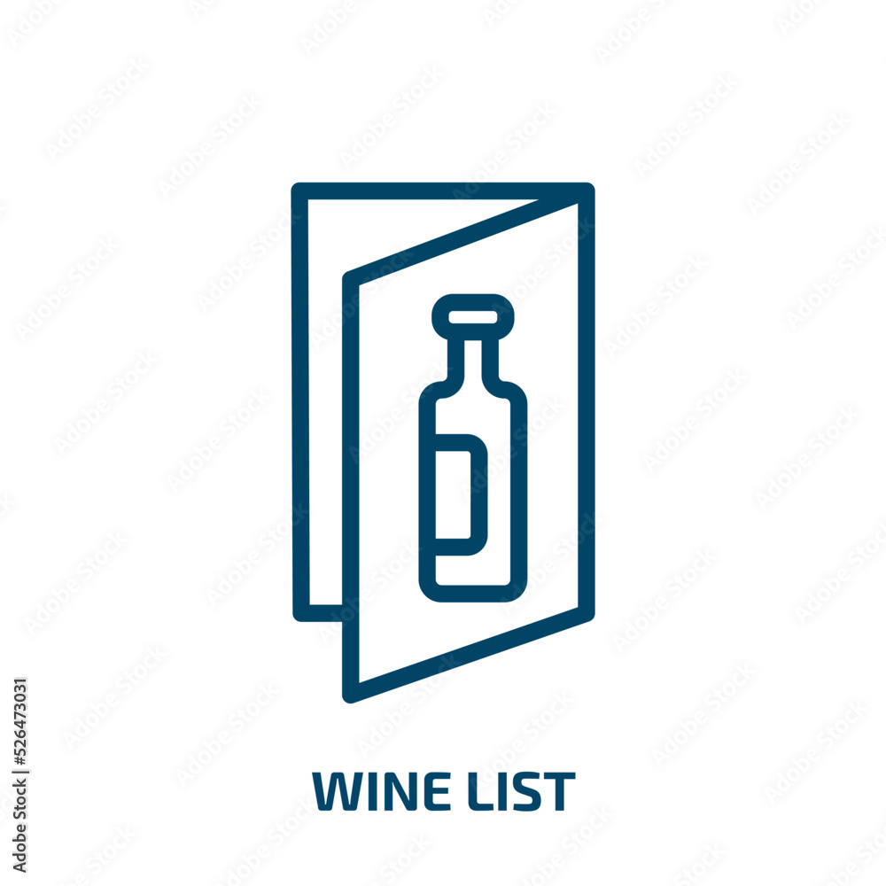 Poster wine list icon from drinks collection. thin linear wine list, restaurant, menu outline icon isolated