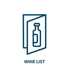 wine list icon from drinks collection. Thin linear wine list, restaurant, menu outline icon isolated on white background. Line vector wine list sign, symbol for web and mobile
