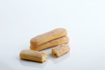 Fototapeta na wymiar Italian Cookie Savoiardi Lady Finger. Sweet Biscuits Sponge Cookies for Tiramisu.
