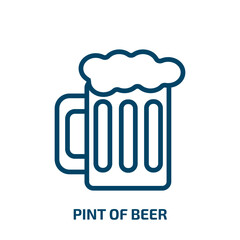 pint of beer icon from drinks collection. Thin linear pint of beer, bar, ale outline icon isolated on white background. Line vector pint of beer sign, symbol for web and mobile