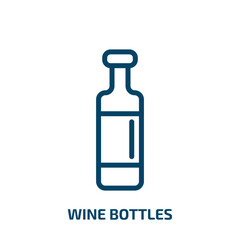 wine bottles icon from drinks collection. Thin linear wine bottles, alcohol, glass outline icon isolated on white background. Line vector wine bottles sign, symbol for web and mobile