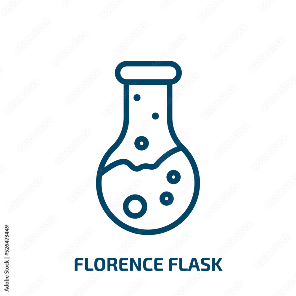 Poster florence flask icon from education collection. thin linear florence flask, chemistry, test outline i