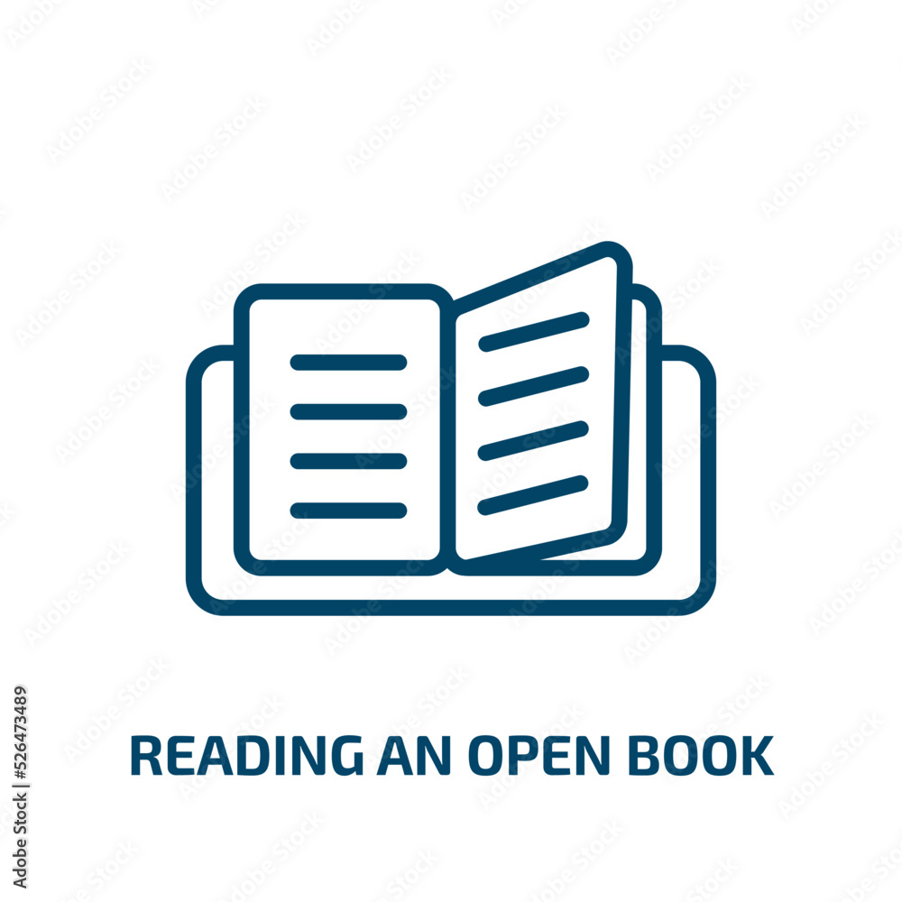 Poster reading an open book icon from education collection. thin linear reading an open book, study, book o