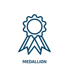 medallion icon from education collection. Thin linear medallion, achievement, ribbon outline icon isolated on white background. Line vector medallion sign, symbol for web and mobile