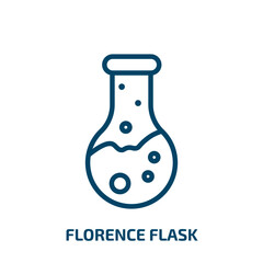 florence flask icon from education collection. Thin linear florence flask, chemistry, test outline icon isolated on white background. Line vector florence flask sign, symbol for web and mobile