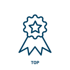 top icon from education collection. Thin linear top, star, success outline icon isolated on white background. Line vector top sign, symbol for web and mobile