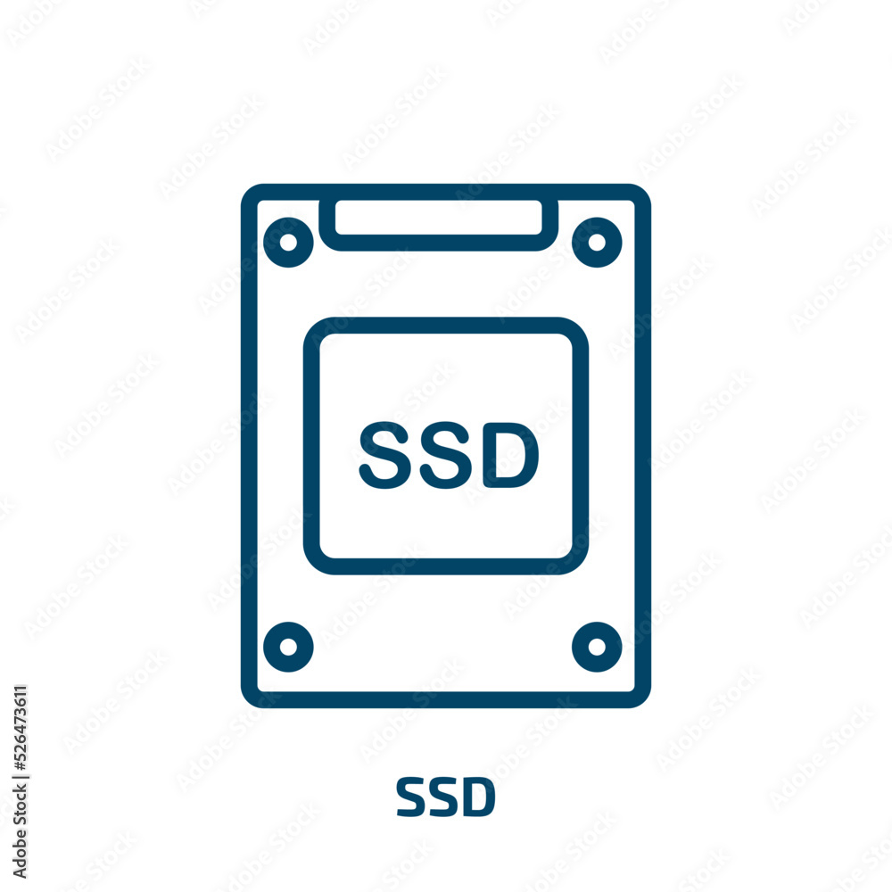 Poster ssd icon from electronic devices collection. thin linear ssd, memory, data outline icon isolated on 