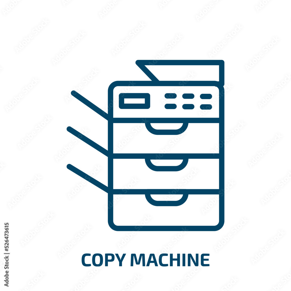 Poster copy machine icon from electronic devices collection. thin linear copy machine, computer, paper outl