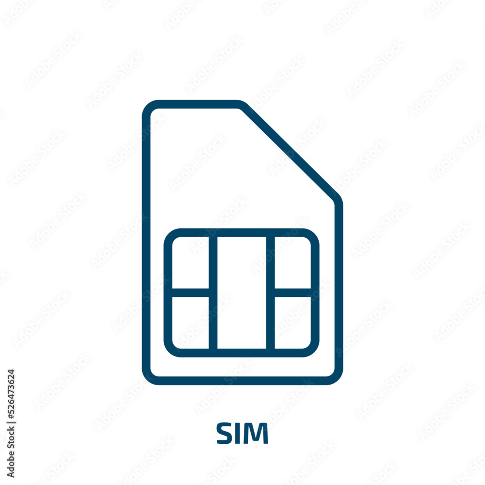Poster sim icon from electronic devices collection. thin linear sim, phone, communication outline icon isol