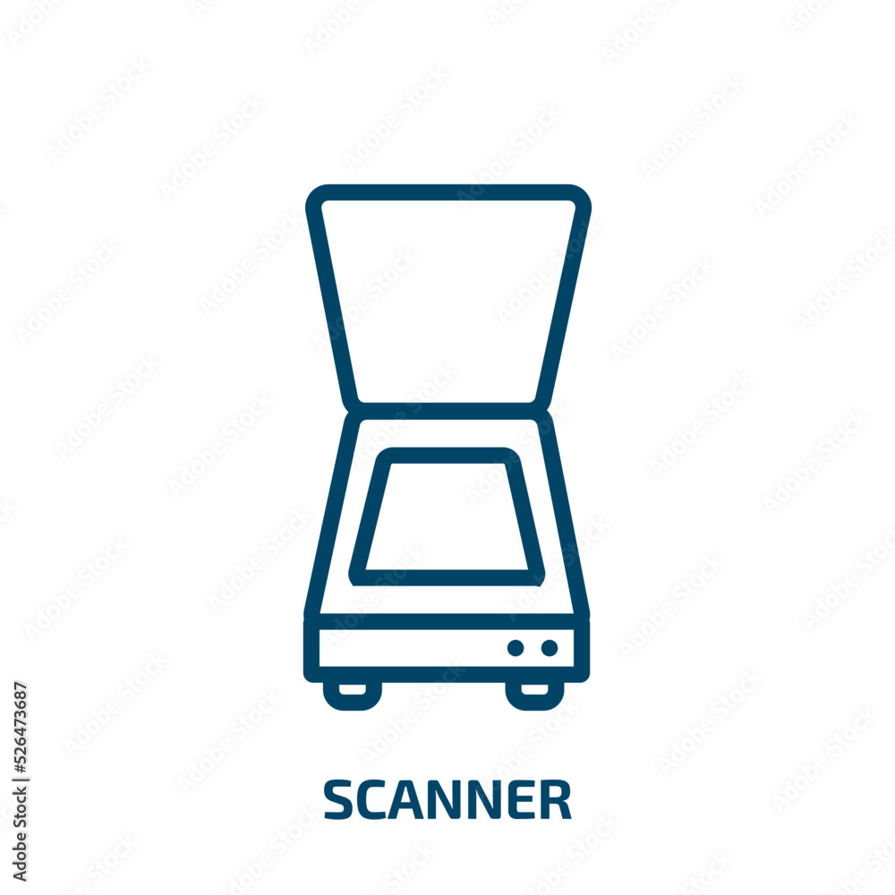 Poster scanner icon from electronic devices collection. thin linear scanner, technology, computer outline i