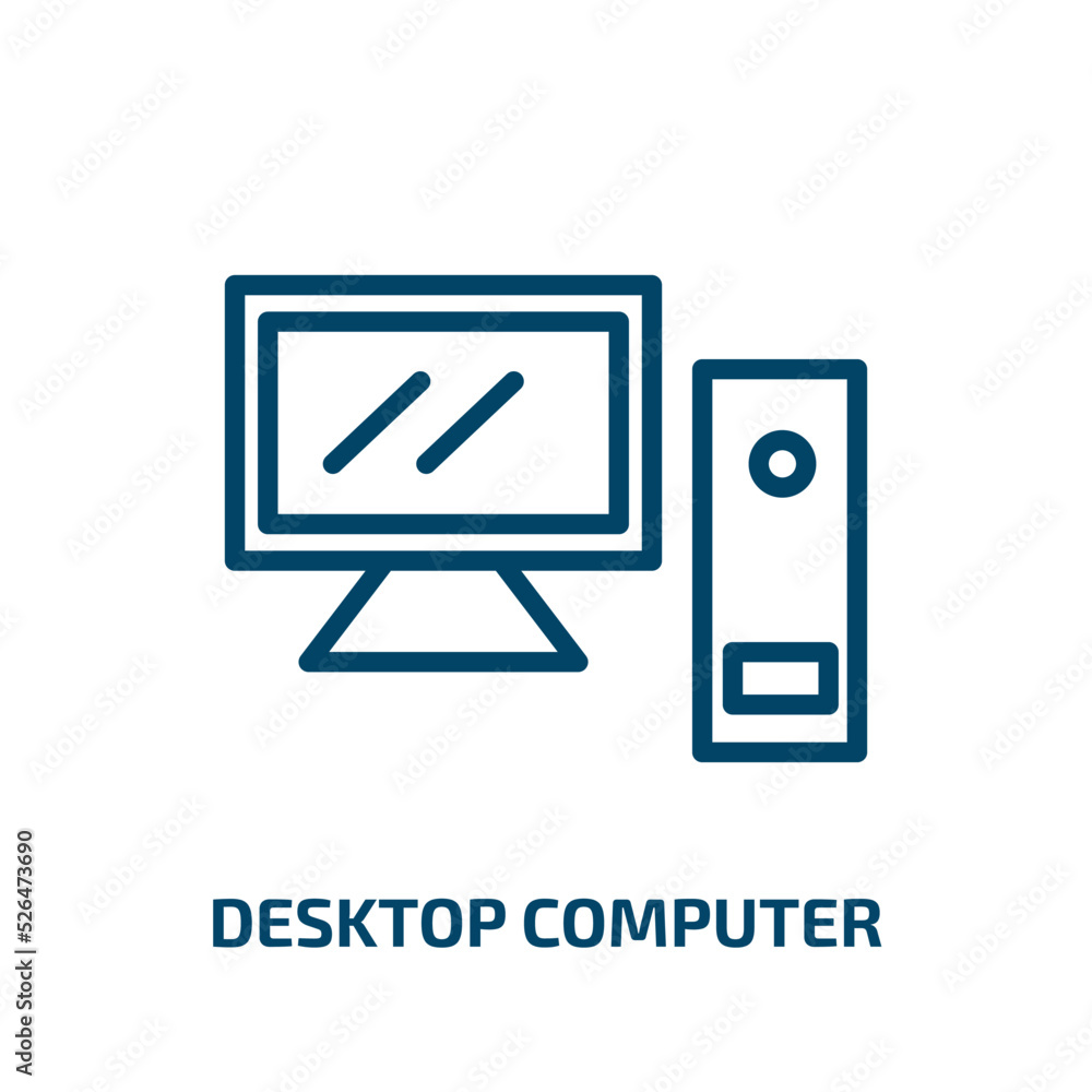 Poster desktop computer icon from electronic devices collection. thin linear desktop computer, laptop, comp