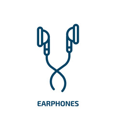 Fototapeta premium earphones icon from electronic devices collection. Thin linear earphones, headset, technology outline icon isolated on white background. Line vector earphones sign, symbol for web and mobile