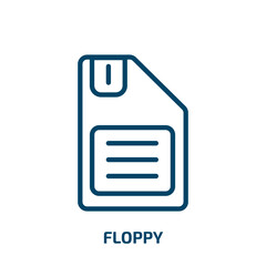 floppy icon from electronic devices collection. Thin linear floppy, save, computer outline icon isolated on white background. Line vector floppy sign, symbol for web and mobile