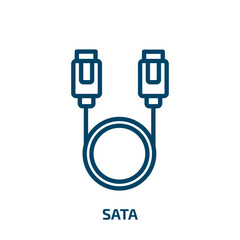 sata icon from electronic devices collection. Thin linear sata, server, backup outline icon isolated on white background. Line vector sata sign, symbol for web and mobile