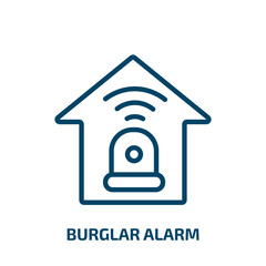burglar alarm icon from electronic devices collection. Thin linear burglar alarm, alarm, burglar outline icon isolated on white background. Line vector burglar alarm sign, symbol for web and mobile