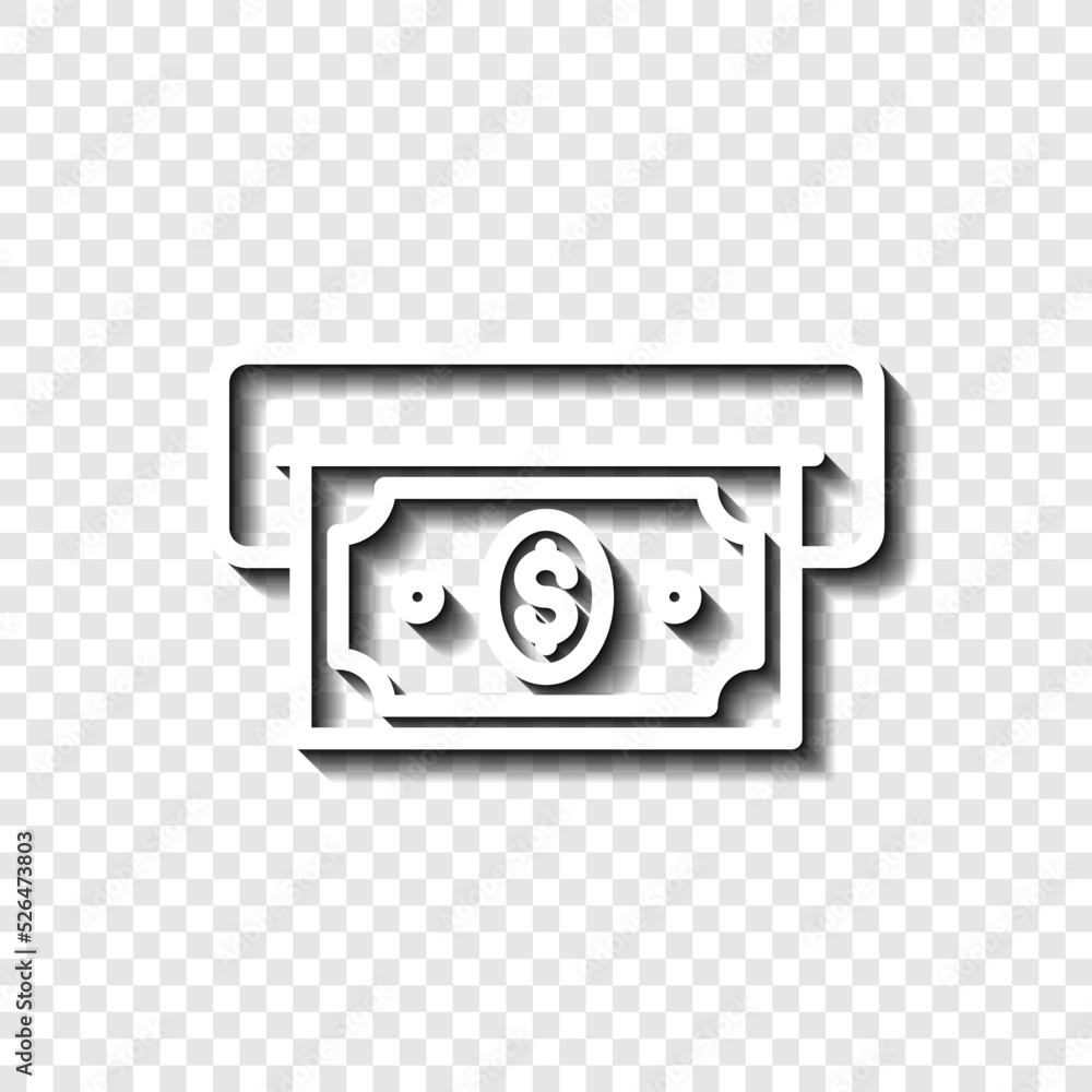 Poster atm, cash simple icon vector. flat design. white with shadow on transparent grid.ai