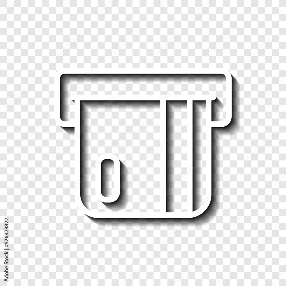 Poster atm, credit card simple icon vector. flat design. white with shadow on transparent grid.ai