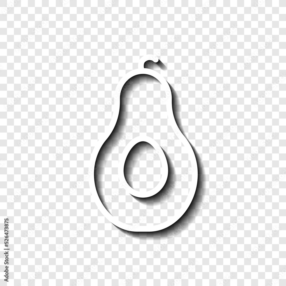 Poster avocado simple icon vector. flat design. white with shadow on transparent grid.ai
