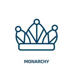 monarchy icon from fashion collection. Thin linear monarchy, queen, princess outline icon isolated on white background. Line vector monarchy sign, symbol for web and mobile