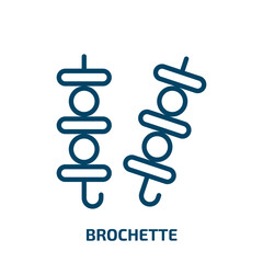 brochette icon from food collection. Thin linear brochette, lunch, grill outline icon isolated on white background. Line vector brochette sign, symbol for web and mobile