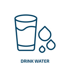 drink water icon from food collection. Thin linear drink water, bottle, water outline icon isolated on white background. Line vector drink water sign, symbol for web and mobile