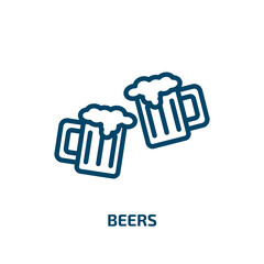 beers icon from food collection. Thin linear beers, pub, foam outline icon isolated on white background. Line vector beers sign, symbol for web and mobile